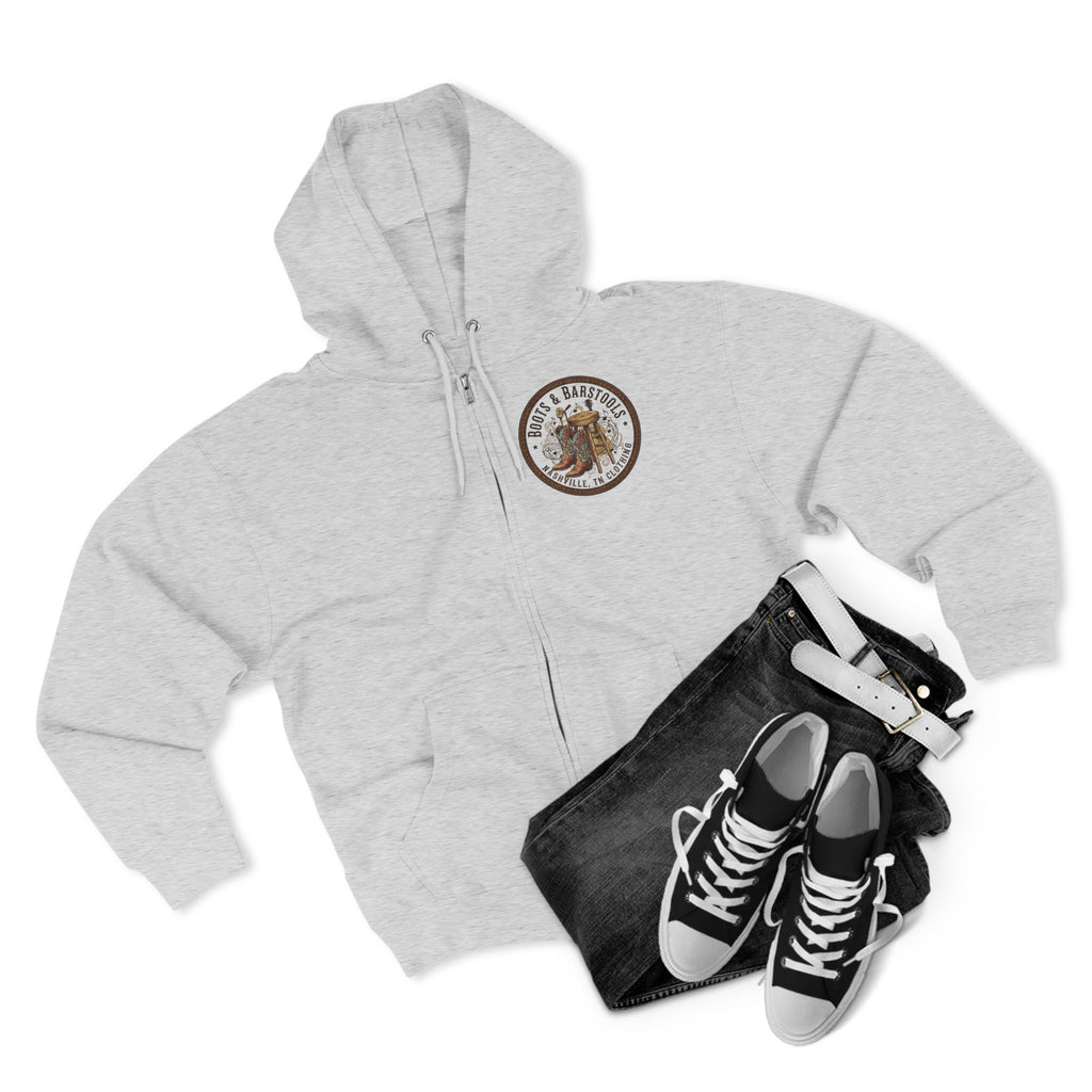 Nashville Memphis Americana Guitar Zip Hoodie — Vintage Flag Music Design
