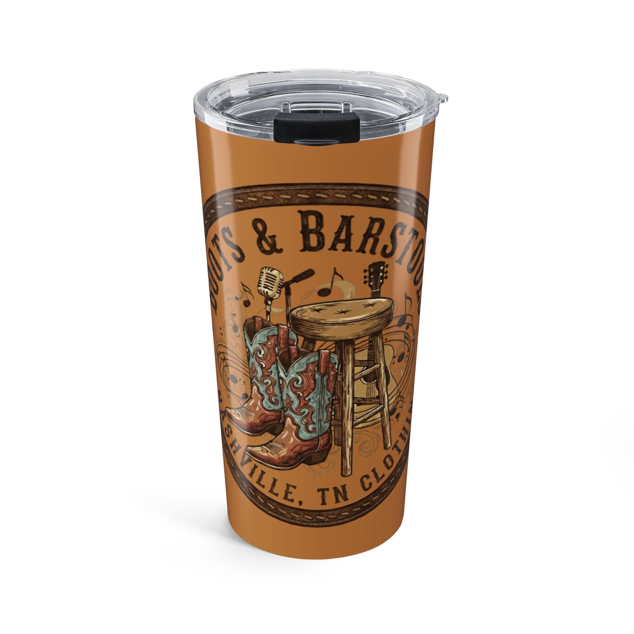 Country Music Bar Stool & Boots 20oz Tumbler — Nashville Barstool Design