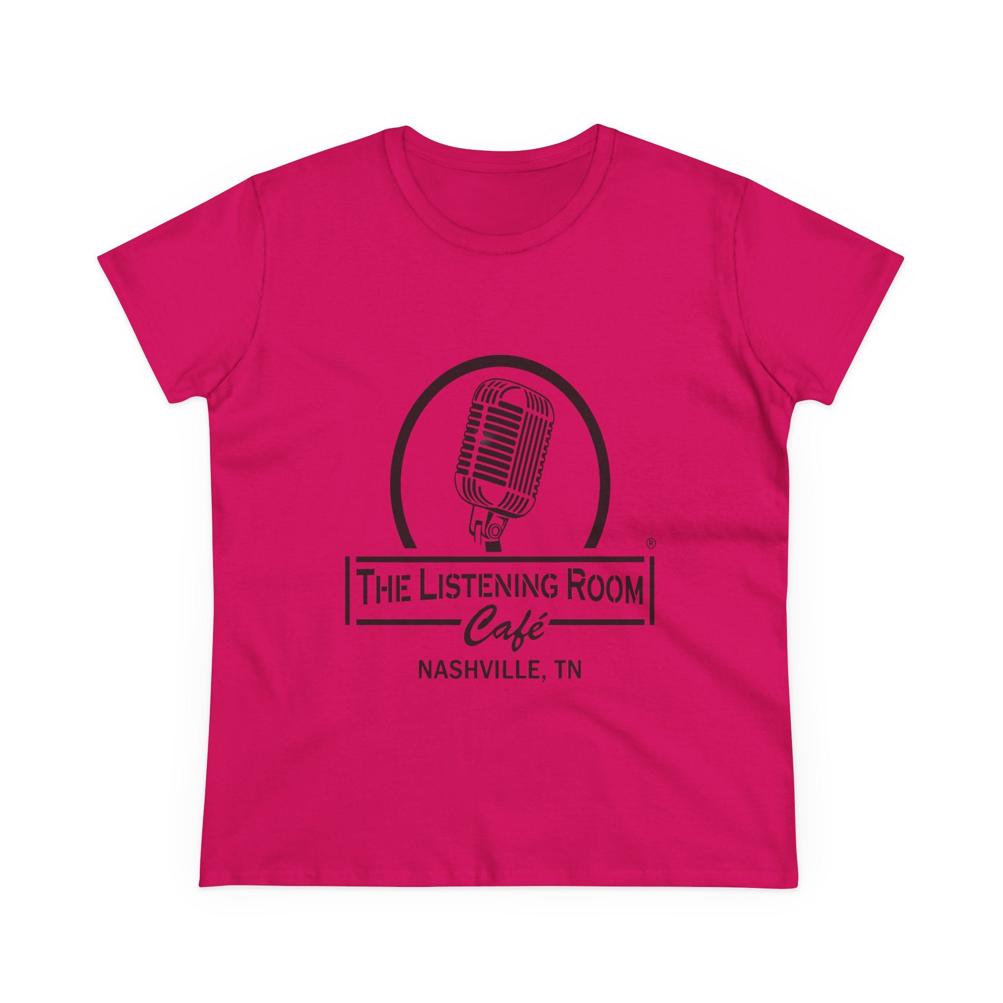 Woman’s Listening Room Café Nashville T‑Shirt — Retro Microphone Logo Tee