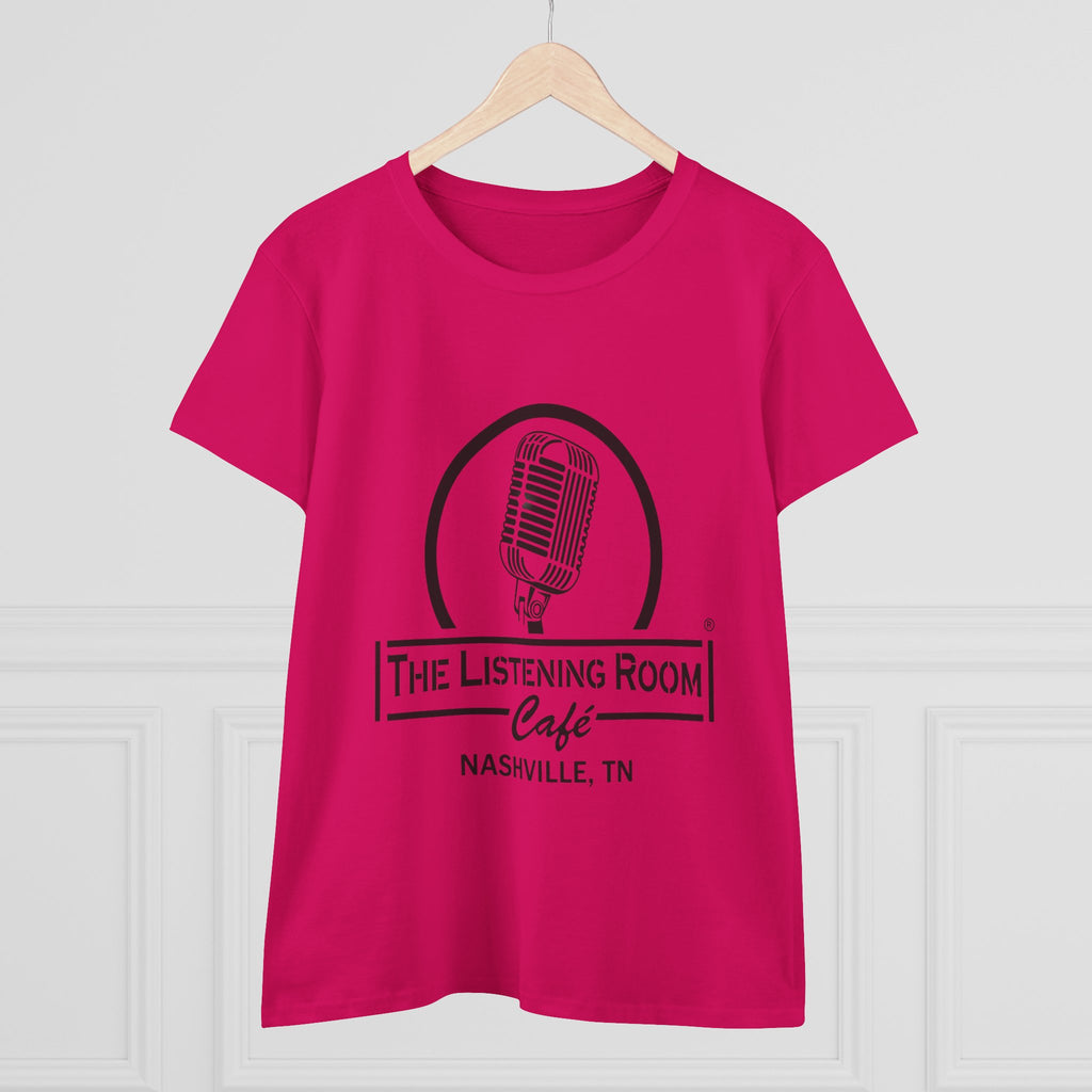 Woman’s Listening Room Café Nashville T‑Shirt — Retro Microphone Logo Tee