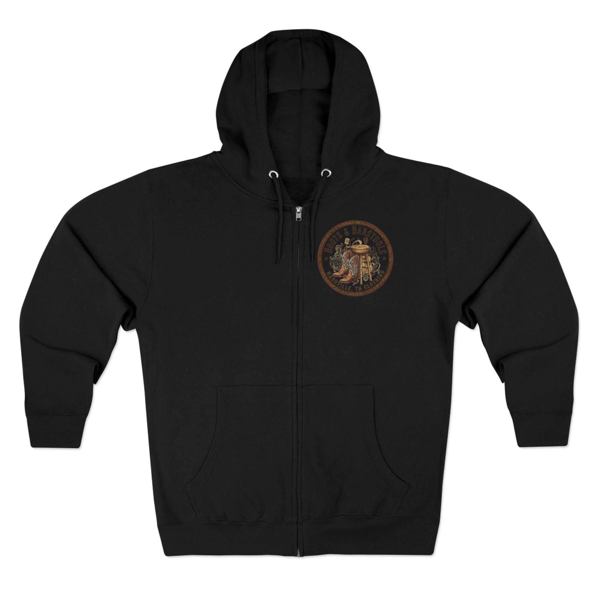 Nashville Memphis Americana Guitar Zip Hoodie — Vintage Flag Music Design