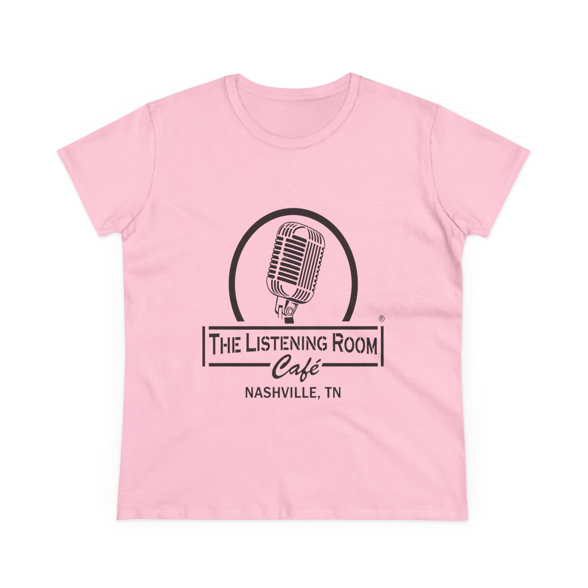 Woman’s Listening Room Café Nashville T‑Shirt — Retro Microphone Logo Tee