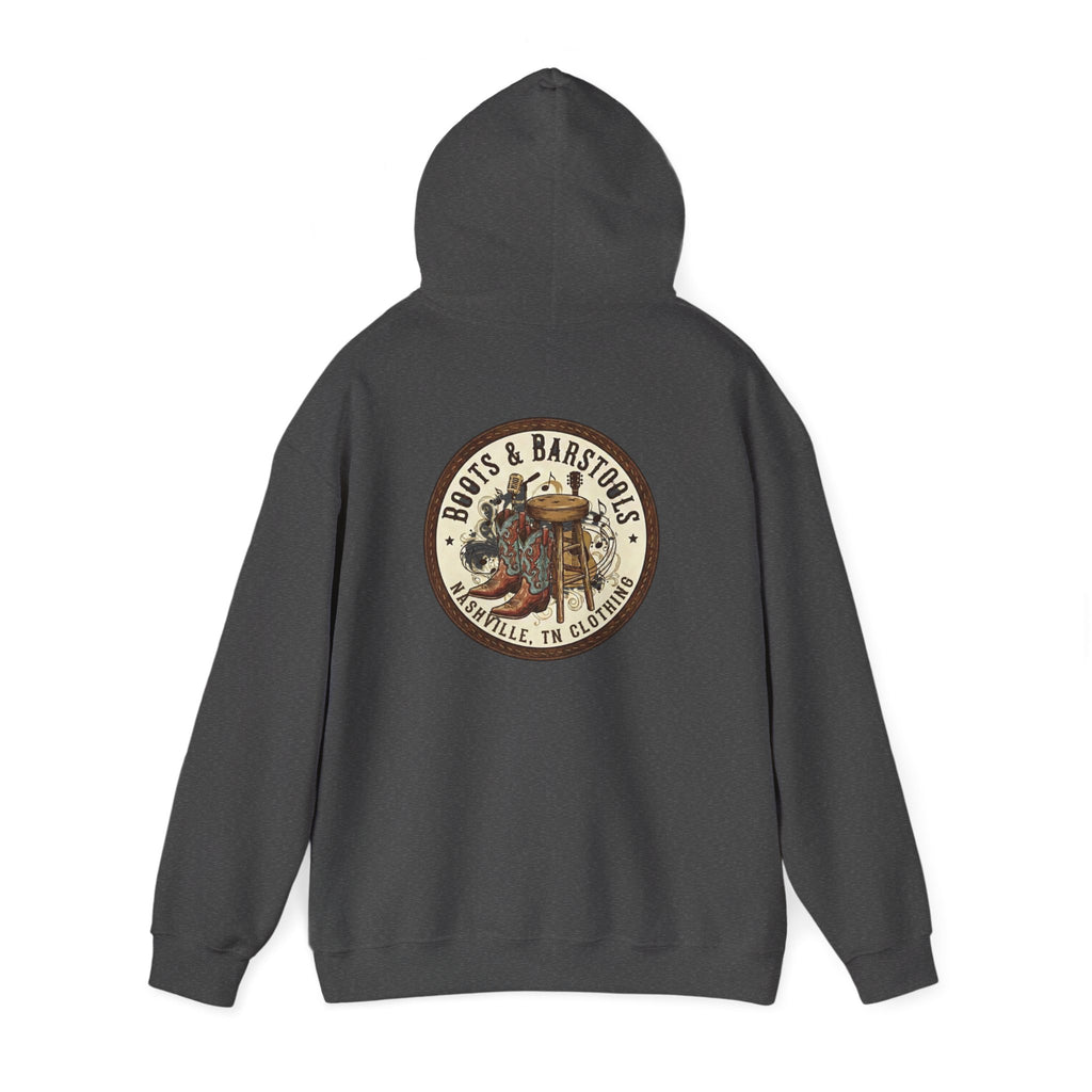 Boots & Barstools Retro Logo Hoodie — Nashville Bar Pub Sweatshirt